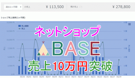 ネットショップBASE（ベイス）で月間売り上げが10万円を突破！BASEかなりいいよ！